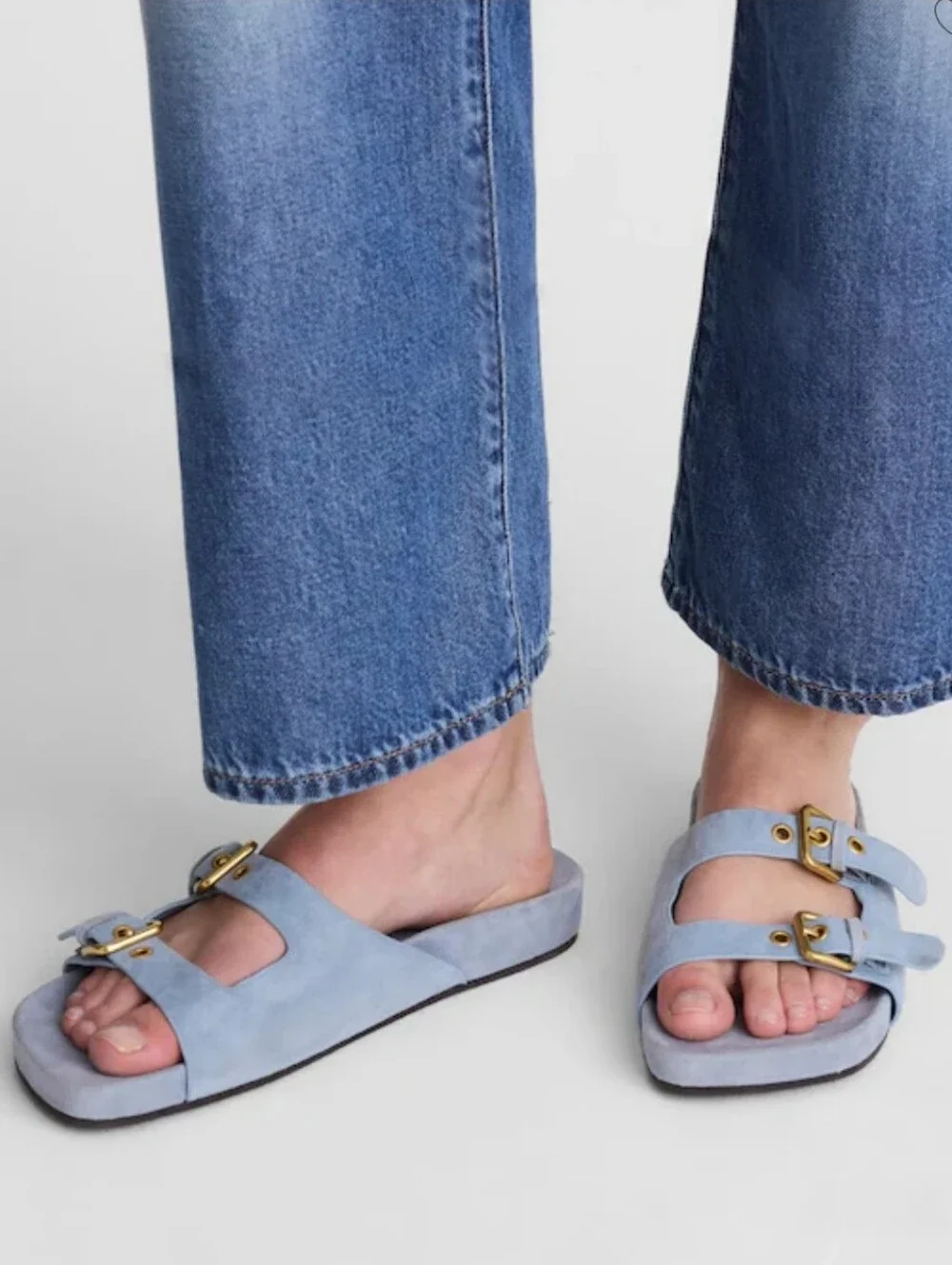 Madewell Cambria Double Strap Suede Sandal - Serene Blue